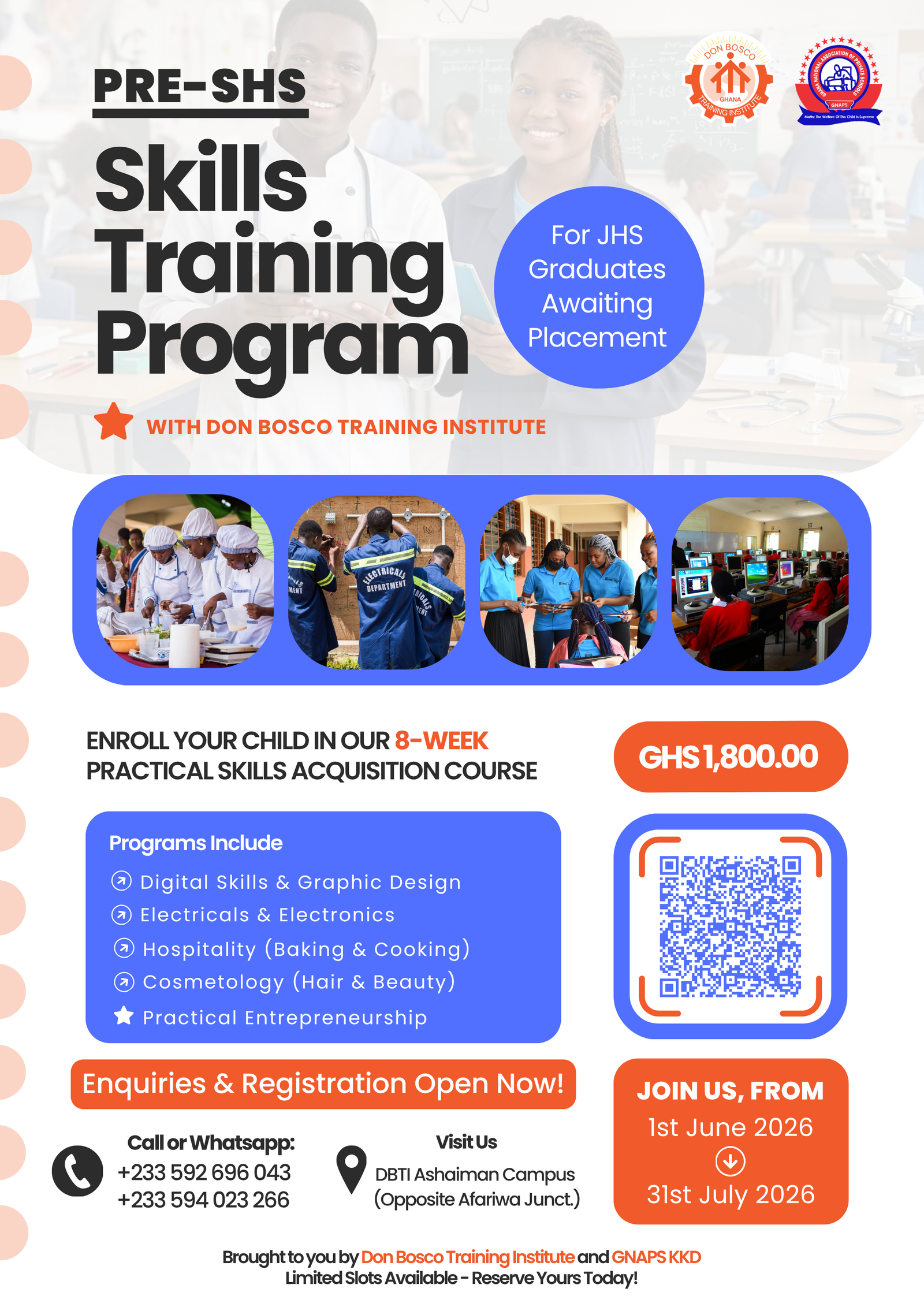 Pre-SHS Skills Training Program Flyer